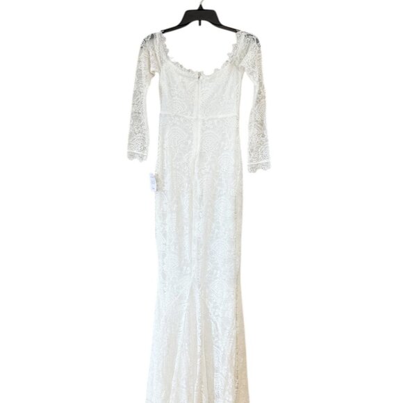 Lulu's Women's Beloved Promise Lace Off-the-Shoulder Mermaid Dress Ivory Size S - Picture 5 of 7